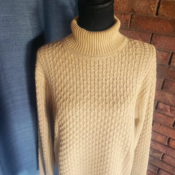 Coofandy Turtleneck Cableknit Textured Rich Tan Sweater Women's - Size L - Picture 4 of 10